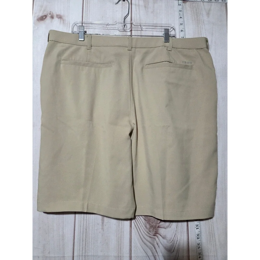 IZOD Golf Shorts Mens 40 Khaki Flat Front‎ Lightweight Comfort Non Slide Waist